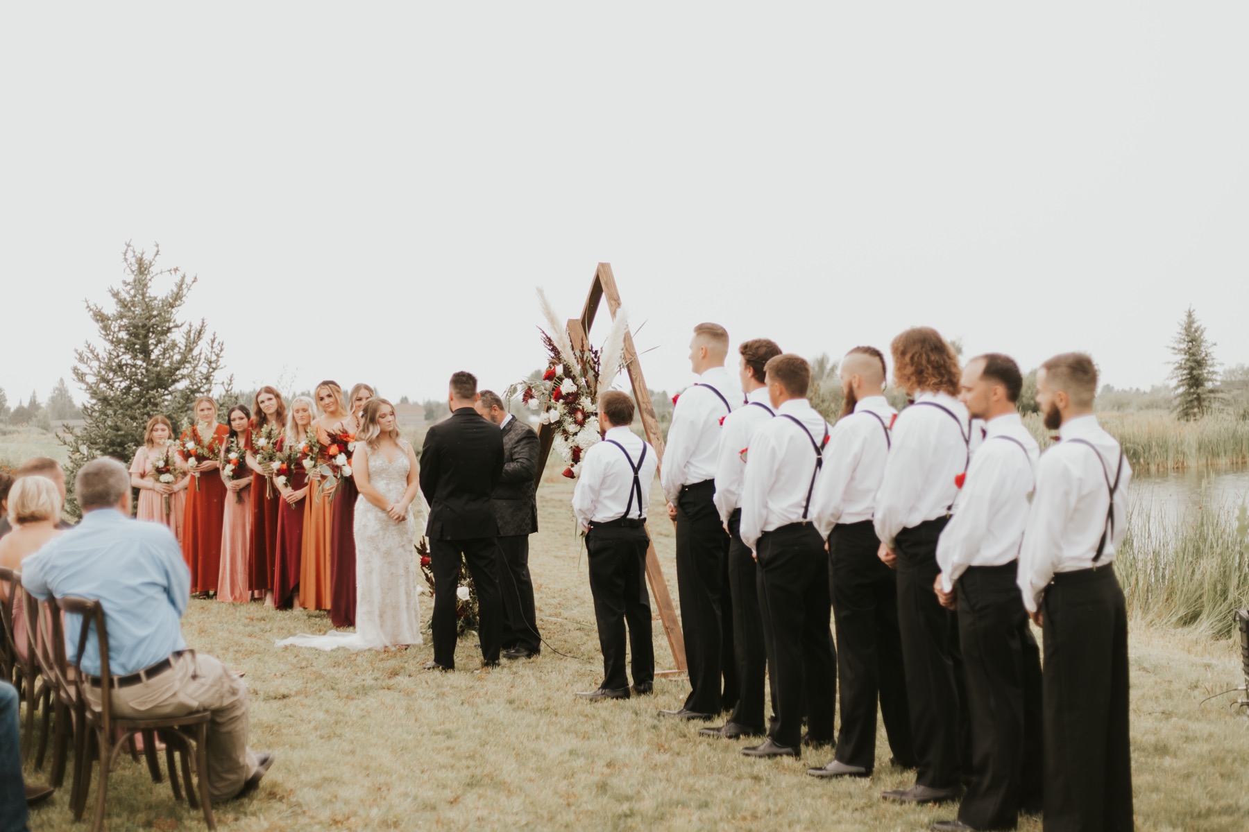 Outdoor wedding ceremony arch at Three Peaks Lodge